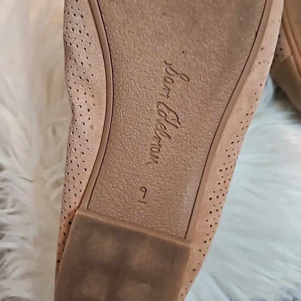 Sam Edelman Falon Perforated Tan Suede Pointed Toe Flats Women’s Size 9